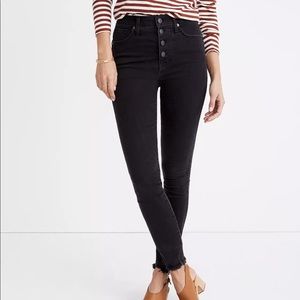 Madewell 10" High-Rise Skinny Jeans in Berkeley Black: Button-Through Edition